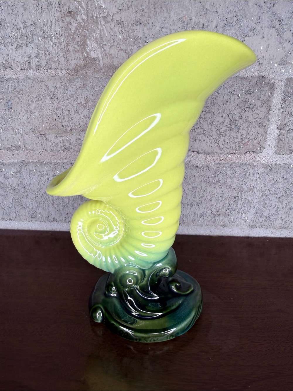 Ceramic Nautilus Accent Vase in Lime Green and Teal